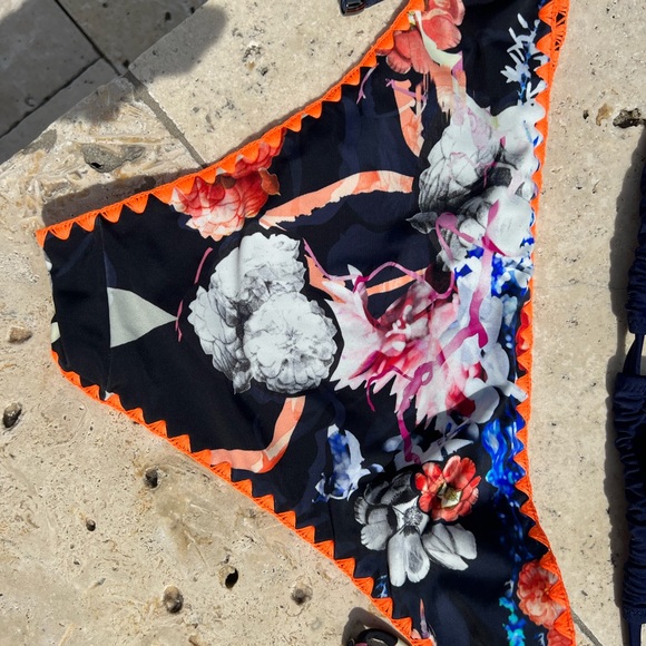 Rachel swimsuit/ Triangle Bikini Navy Top Medium Bottoms Large - Picture 5 of 5